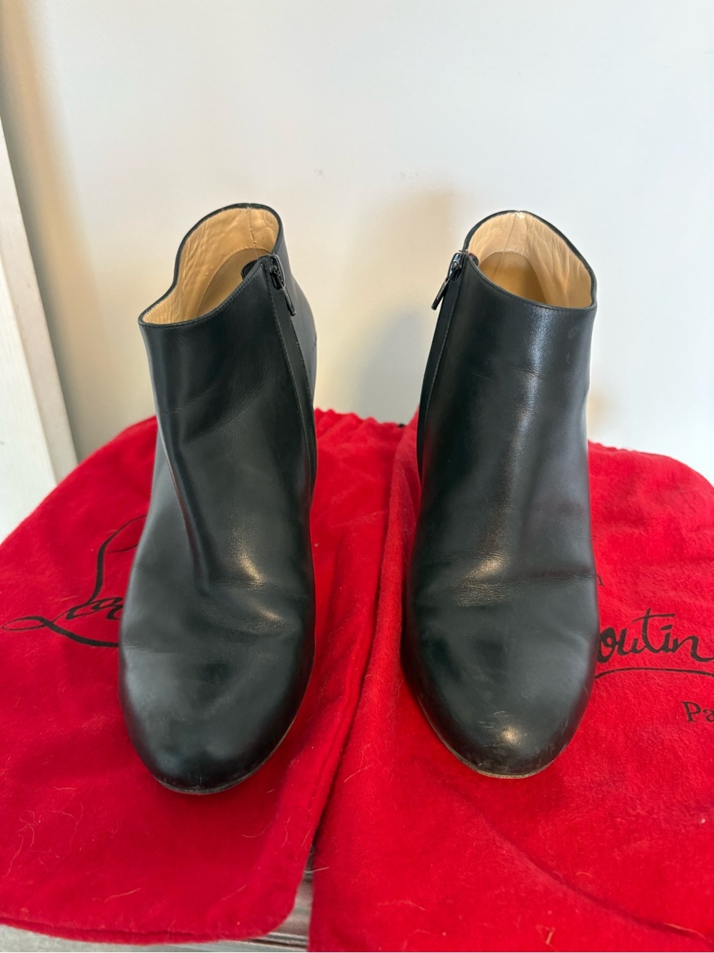 Christian Louboutin Black Leather Ankle Boots